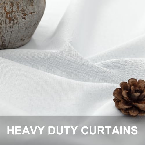 Small Blackout Curtains 45 Inches Long 2 Panels Short Linen Look Heat Blocking Drapes 46 Inch Window Decor for Kitchen Bedroom Bathroom Thermal Insulated White Black Out Curtains 52x45 Length Back Tab (White / 52"W x 45"L (Pack of 2))