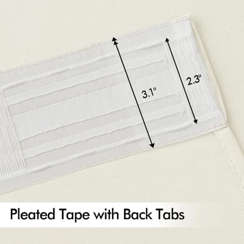 Cream Back Tab Blackout Curtains 52x90 Inch Long 2 Panels Set (Cream / 52"W x 90"L (Pack of 2))