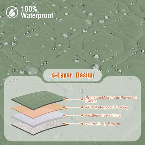 Waterproof Recliner Loveseat Covers Washable (Bean Green / 2 Seater)