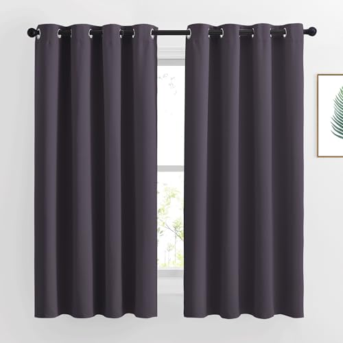 Blackout Curtains for Bedroom (Greyish Purple / 46"W x 63"L (Pack of 2))