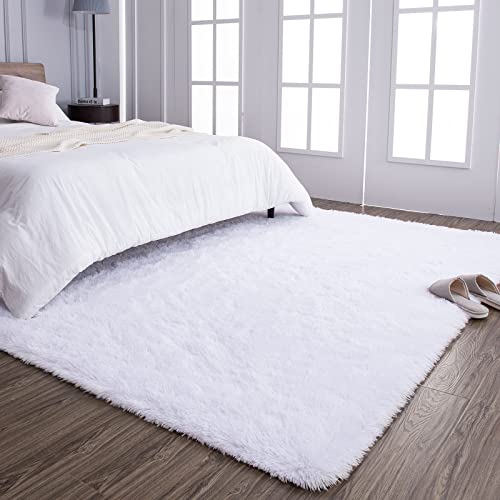 Super Soft Shaggy Rugs Fluffy Carpets 8x10 Feet (8' x 10' (Rectangular) / White)