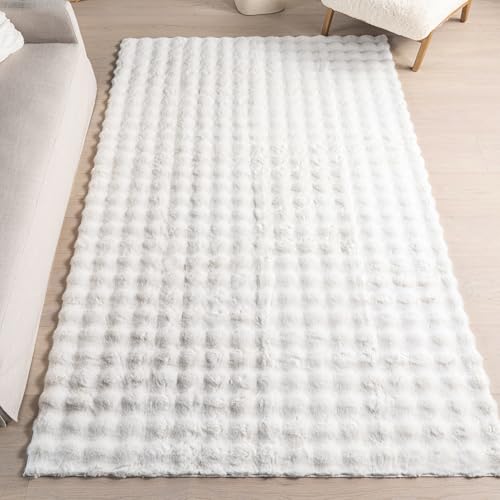 Jeni Off White Checkered Washable Area Rug (Jeni Off White / 5' x 7'6" (Oval))
