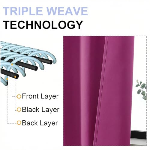 Ava Hot Pink Blackout Curtains for Bedroom 84 Inch Length 2 Panels Set (Hot Pink / 40"W x 84"L (Pack of 2))
