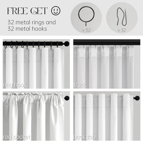Beige White Linen blackout curtains 84 inch long 2 Panels 100% Black out Linen texture Curtain ivory Window Drapes with Back Tab Rod Pocket Sun Blocking Noise Insulated Curtain for Bedroom Living Room (Cream White / 52"W x 84"L (Pack of 2))