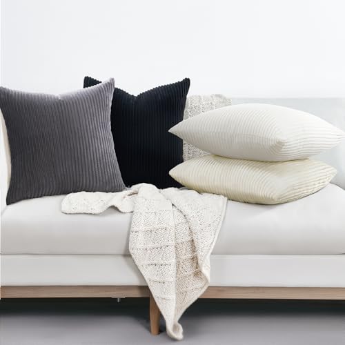 Black and White Decorative Throw Pillow Covers Cushion Cases (Black White / 22" x 22" (Pack of 4))