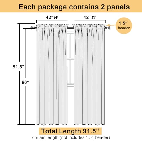 Sky Blue Sheer Curtains 90 Inches Long 2 Panels (Sky Blue / 42"W x 90"L (Pack of 2))