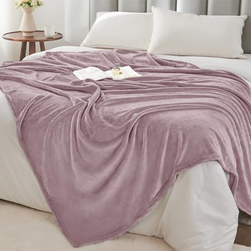Fleece Blanket Soft Plush Twin Size Blanket Dusky Violet 60"x80" (Dusky Violet / Twin(60"x80"))