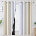 Beige and Grayish White Ombre Blackout Curtains for Bedroom 63 Inches Long (Beige and Greyish White / 52"W x 63"L (Pack of 2))