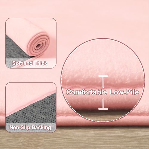Modern Soft Hallway Runner Rug (2' x 6' (Runner) / Pink)