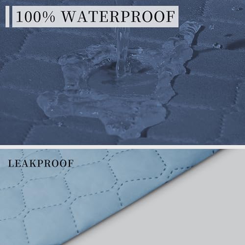 Double Protection 100% Waterproof Recliner Covers for Living Room (Dark Blue/Light Blue / Recliner Large)