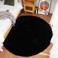Faux Rabbit Fur Round Rug 6ft Black Round Rugs for Bedroom Decor Fluffy Area Rugs for Living Room (Black / 5'11" (Round))