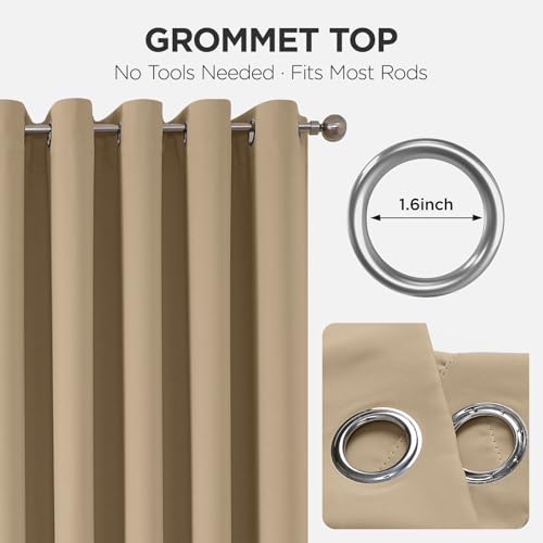 Blackout Patio Sliding Door Curtains (Light Beige / 100"W x 90"L (Pack of 1))