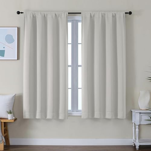 Ava Natural Short Blackout Curtains for Bedroom 54 Inches Long 2 Panels Set (Natural / 40"W x 54"L (Pack of 2))
