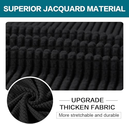 4 Piece Sofa Covers for 3 Cushion Couch Sofa Slipcover Soft Couch Cover for Dogs Washable Furniture Cover with 3 Individual Large Cushion Covers Feature Fabric (L Sofa (3 Cushion) / Black)