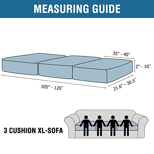Velvet Stretch Couch Cushion Cover Plush Cushion Slipcover for Chair Loveseat Sofa Cushion Furniture Protector Seat Cushion Sofa Cover (Grey / 3 Cushion XL Sofa)