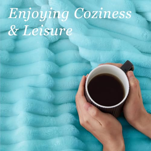 Ribbed Twin Blanket for Couch & Bed (Sky Blue / Twin(60"x80"))