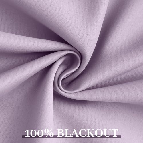 100% Blackout Curtains 52x72 inch Long Lilac Window Drapes (Lilac / 52"W x 72"L (Pack of 2))