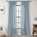 Dusty Blue Linen Curtains for Living Room Back Tab Light Filtering Semi Sheer Light Blue Bedroom Curtain Linen Cotton Textured Grey Blue Drapery Panel Airy Modern Farmhouse Aesthetic Decor 52x120 Long (Dusty Blue / 52"W x 120"L (Pack of 2))