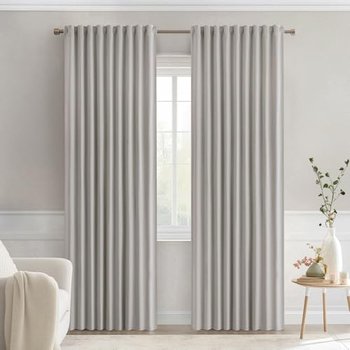 Cobblestone Back Tab Blackout Curtains 52x90 Inch Long 2 Panels Set (Cobblestone / 52"W x 90"L (Pack of 2))