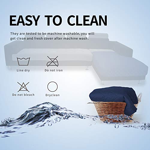 Sectional Couch Covers for Dogs L Shape Sofa Cover Reversible Sofa Slipcover Chaise Lounge Cover Furniture Protector Cover for Pets Dog Cat (42" x 52" / Navy/Navy)