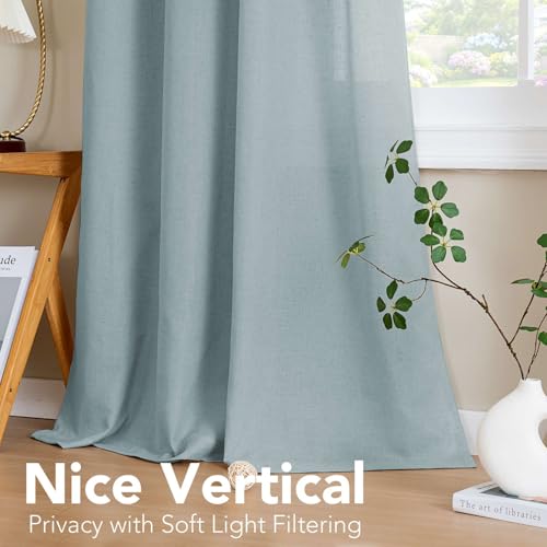 Living Room Linen Curtains (52"W x 96"L (Pack of 2) / Cloud Blue)