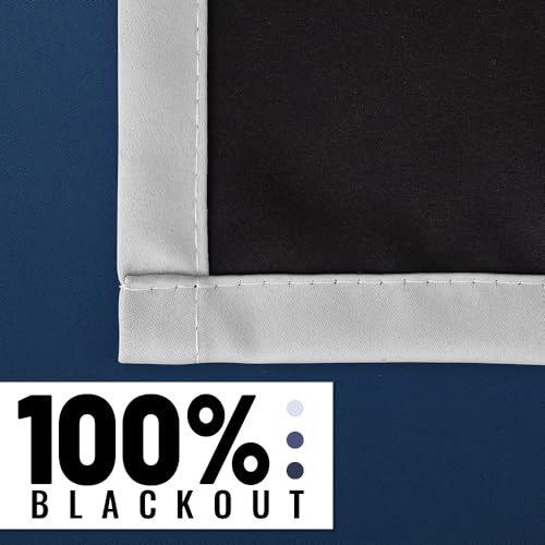 100% Blackout Ombre Bedroom Curtains Blue and Greyish White (52"W x 84"L (Pack of 2) / Blue With Black Back)