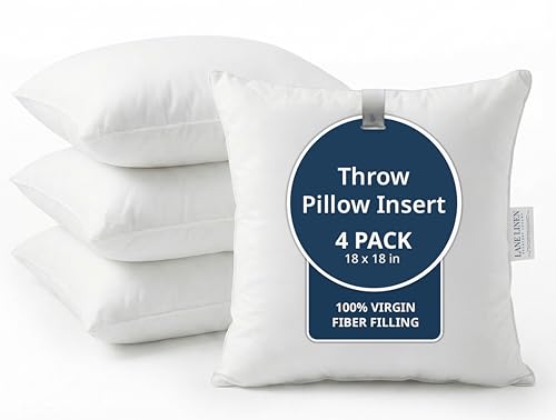 4 Pack 18x18 White Throw Pillow Inserts for Decorative Pillow Covers (18x18 / 01: White)