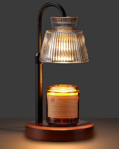 Candle Warmer Lamp with Timer &Dimmable Wax Melt Warmer for Scented Jar Candles (Black-Glass)