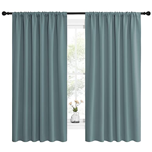 Greyish Blue Blackout Curtains Panels for Window (Greyish Blue / 62"W x 63"L (Pack of 2))