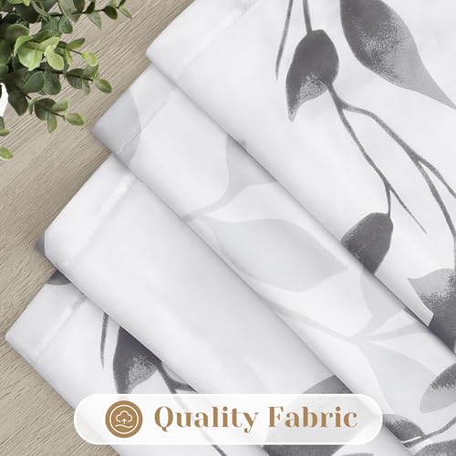 Light Grey and White Privacy Sheer Curtains (Leaves-light Grey / 52"W x 84"L (Pack of 2))