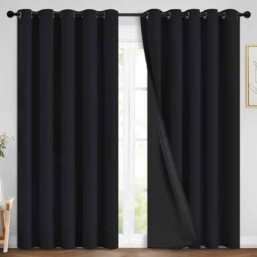 Black 100% Blackout Curtains 84 Inches Long for Bedroom 70" Wide (70"W x 84"L (Pack of 2) / Black)
