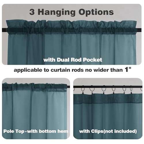 Stone Blue Sheer Curtains 54 Inch Long 2 Panels (Stone Blue / 42"W x 54"L (Pack of 2))