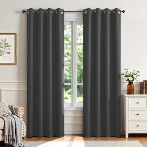 Blackout Curtains 72 Inch Length 2 Panels Set (Grey / 52"W x 72"L (Pack of 2))