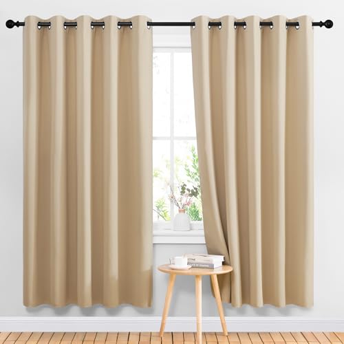 Biscotti Beige Blackout Curtains for Living Room 66" x 70" 2 PCs (Biscotti Beige / 66"W x 70"L (Pack of 2))