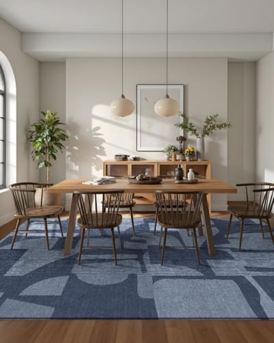 Washable 6x9 Area Rugs for Living Room Modern Abstract Rug (Navy / 6' x 9' (Rectangular))