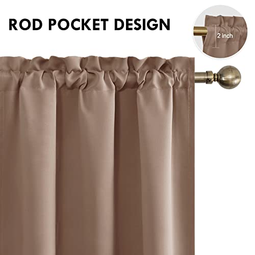 Blackout Curtains for Bedroom Living Room 38 x 54 Inch Long Khaki (Khaki / 38"W x 54"L (Pack of 2))