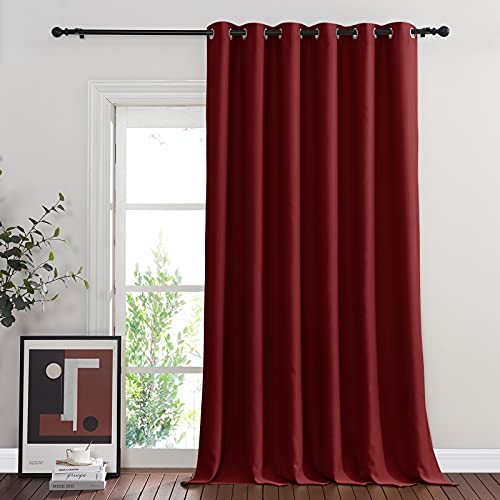 Blackout Room Divider Curtains for Sliding Glass Doors 102 Inches Long 1 Panel (Burgundy Red / 80"W x 102"L (Pack of 1))