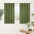 Semi Sheer Linen Curtains 45 Inch Length for Bedroom (42"W x 45"L (Pack of 2) / Rod Pocket - Olive Green)