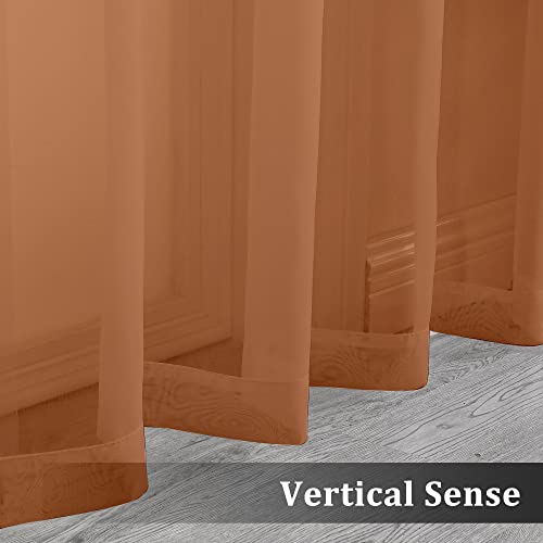 Sheer Orange Curtains 84 inch Length 2 Panels Set (Orange / 42"W x 84"L (Pack of 2))