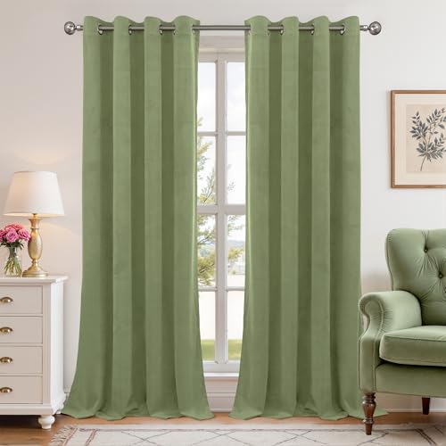 Sage Green Velvet Curtains (Sage Green / 52"W x 84"L (Pack of 2))