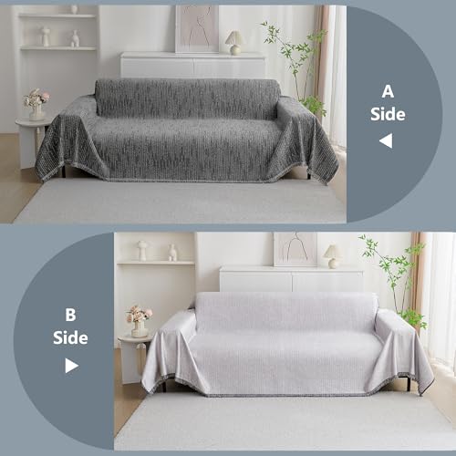 Couch Covers for Sofa (71" x 150" / 9# Lines Dark Grey)
