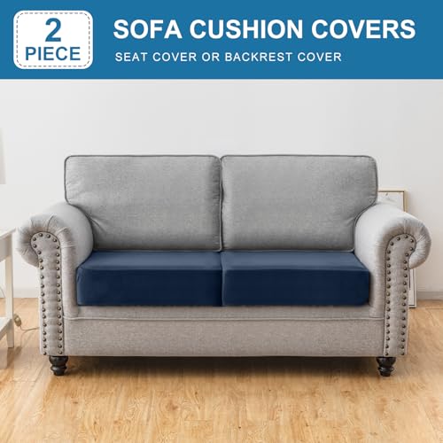 Couch Cover Stretch Velvet Sofa Cushion Cover 2 (Berlin Blue / 2PC Seater or Backrest)