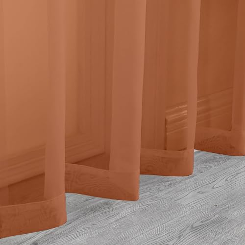 Sheer Orange Curtains 90 inches Long 2 Panels (Orange / 42"W x 90"L (Pack of 2))