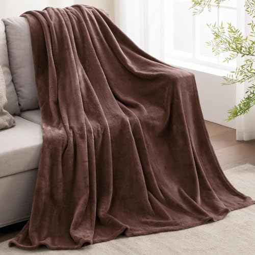 Fleece Blanket Soft Plush Full Bed Blanket Brown 84"x90" (Brown / Full(84"x90"))
