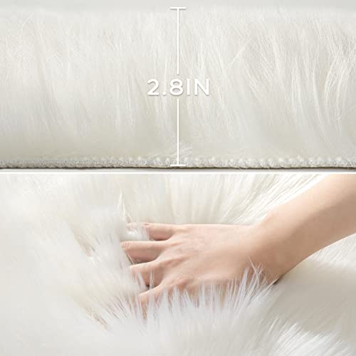 Ashler Faux Fur Rug (2'4" x 3'4" (Irregular) / C-white)