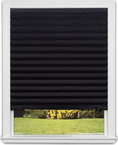 No Tools Original Blackout Pleated Paper Shade Black (36"W x 72"H)