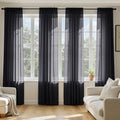 Black Sheer Curtains 102 Inches Long 4 Panels 42 x 102 Inches (42"W x 102"L (Pack of 4) / Black)