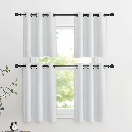 Faux Linen Valances (Linen Greyish White / 34"W x 24"L (Pack of 2))