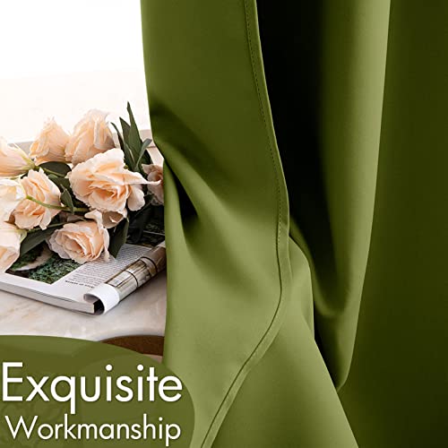 Moss Green Blackout Bedroom Curtains 63 Inch Long Light Blocking (Moss Green / 42"W x 63"L (Pack of 2))