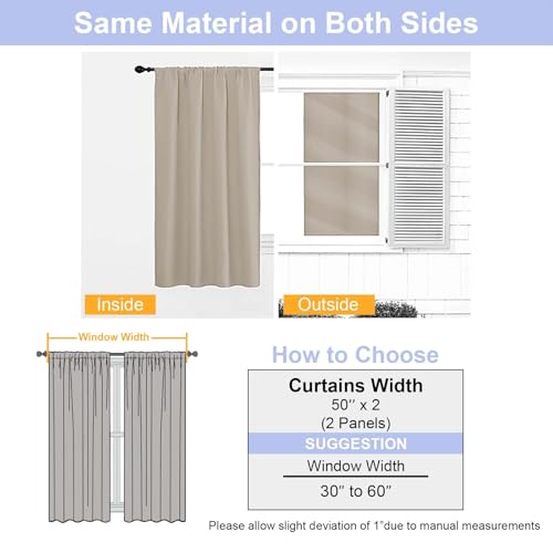 Biscotti Beige Blackout Curtains for Bedroom 102 Inches Long 2 Panels (Biscotti Beige / 50"W x 102"L (Pack of 2))